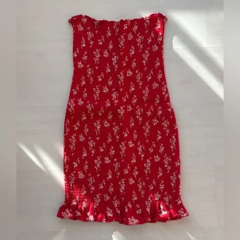 Reformation Red Floral Strapless Dress - Picture 2 of 2